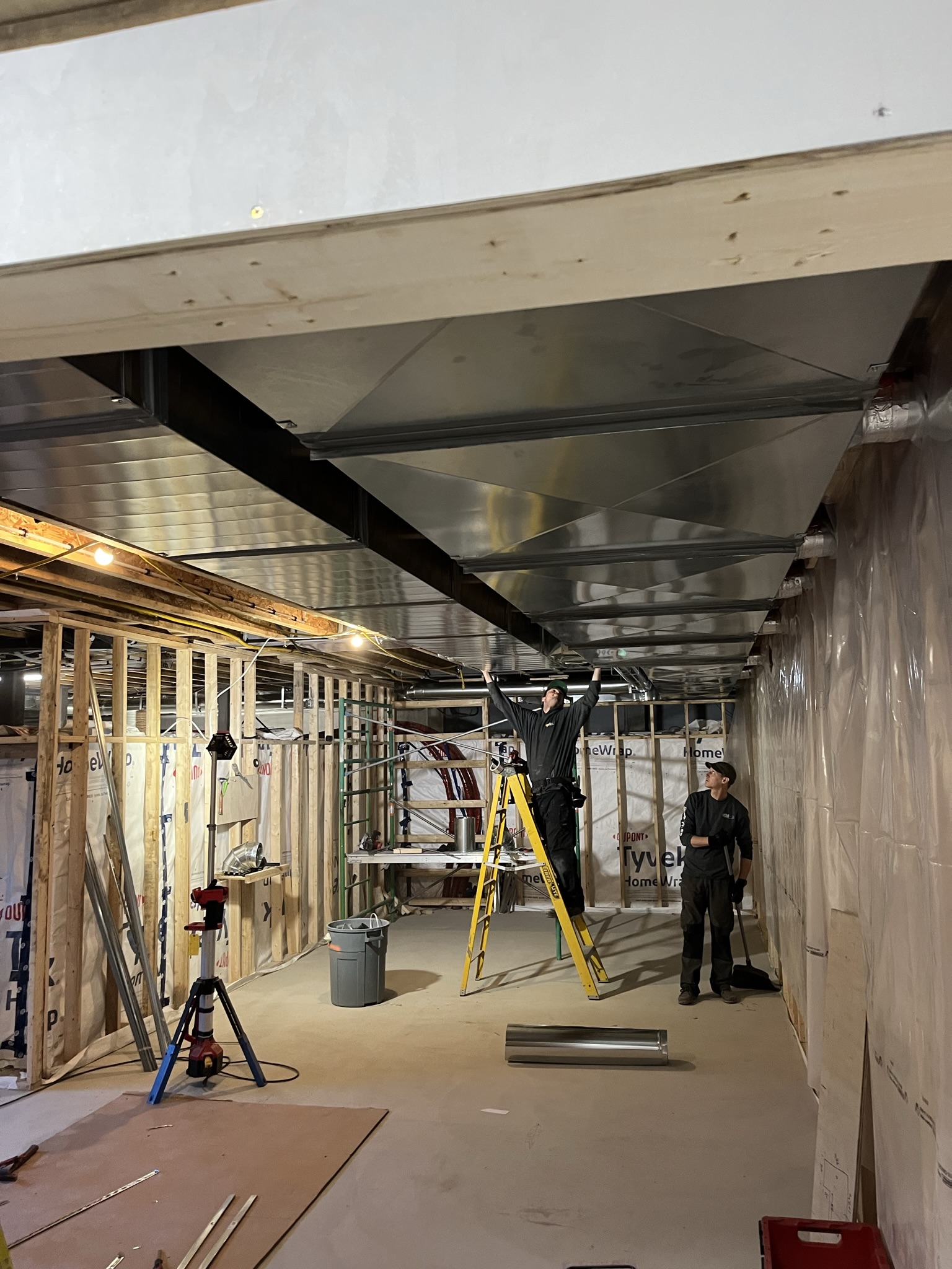 hvac workers building insulations